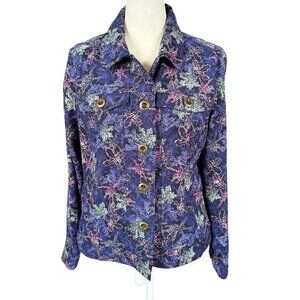 Christopher & Banks women's long sleeve button up jacket multicolored size PS